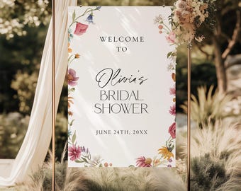 PRINTED + SHIPPED | Watercolor Floral Welcome Sign | Bridal Shower Entrance Poster | Garden Wedding Decor