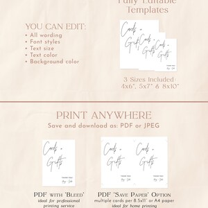 May include: Printable template for cards and gift cards. The template is fully editable and comes in three sizes: 4x6 inches, 5x7 inches, and 8x10 inches. The template can be saved as a PDF or JPEG file.