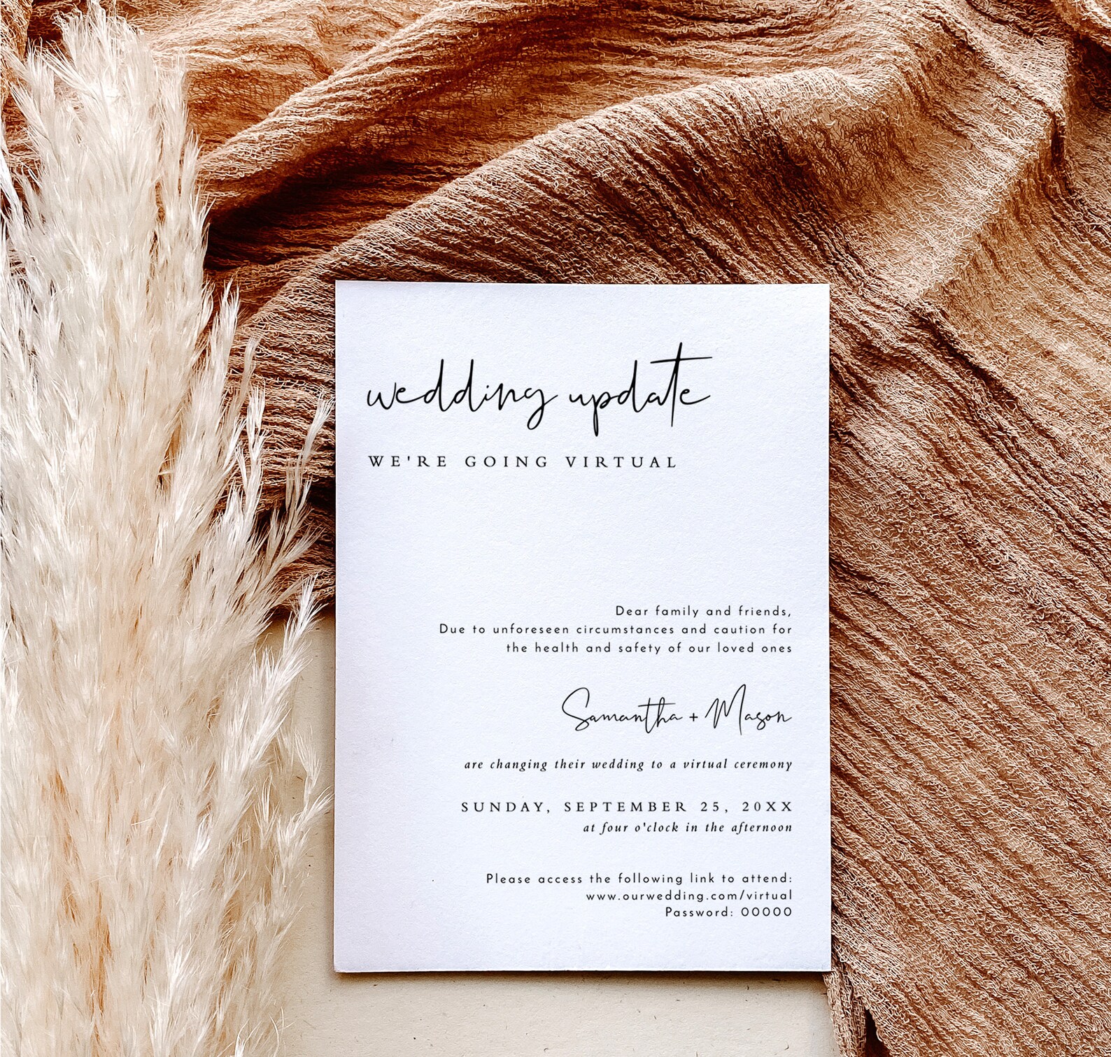 Minimalist Virtual Wedding Announcement Card Covid Wedding