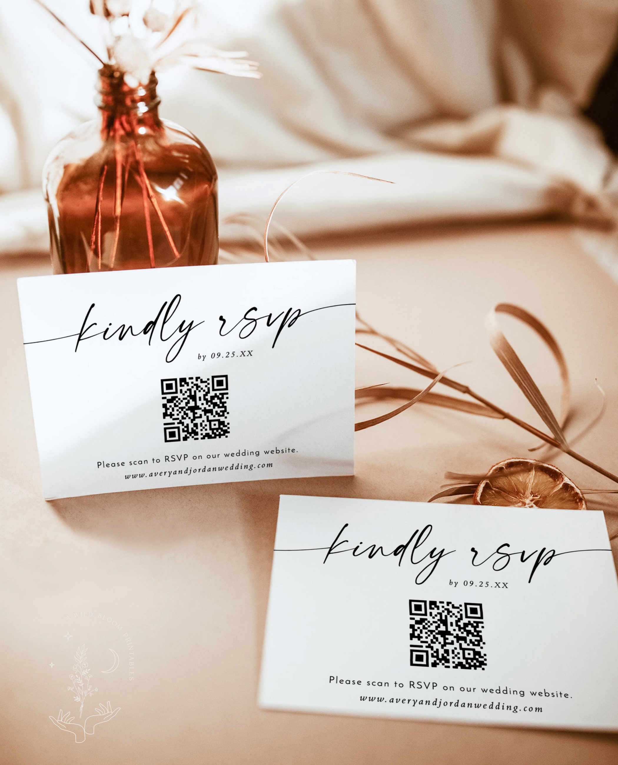 QR Code Response Card, RSVP Online, Modern Wedding Reply Card ...