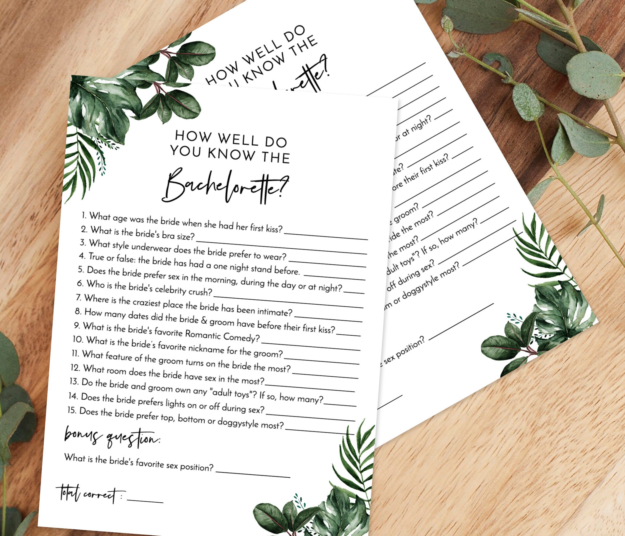 Tropical Bachelorette Trivia Game Bachelorette Party Game Etsy