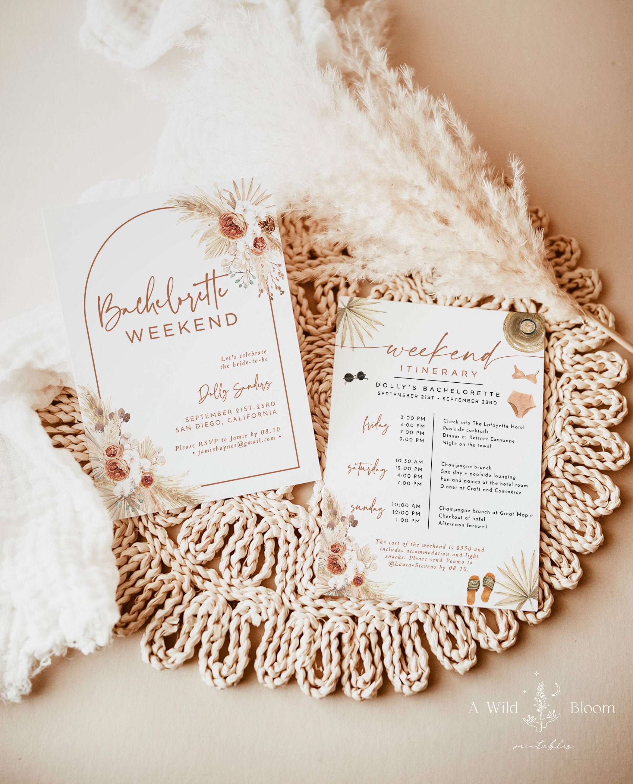 Tropical Bachelorette Party Invitation Desert Bachelorette Itinerary Beach Bachelorette Party Palm Springs Bachelorette