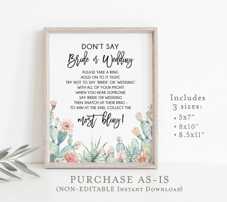 Printable Don t Say Bride Or Wedding Etsy