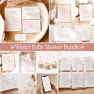 A Little Snowflake Baby Shower Invitation, Girl Baby Shower Invitation Bundle, Winter Wonderland Baby Shower Invite, Baby Shower Invite, W5