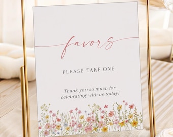 PRINTED + SHIPPED | Wildflower Favor Sign | Wedding & Bridal Shower Favor Table Decor | Botanical Reception Sign