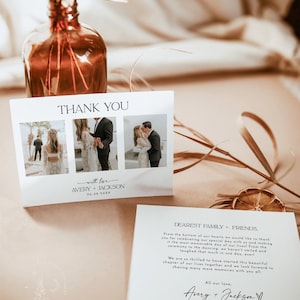 PRINTED + SHIPPED | Photo Wedding Thank You Card With Envelopes ...