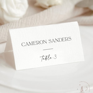Cartões de casamento minimalistas, cartões de casamento modernos, cartões de acompanhantes, casamento contemporâneo, cartões de nome de mesa, modelo editável D1