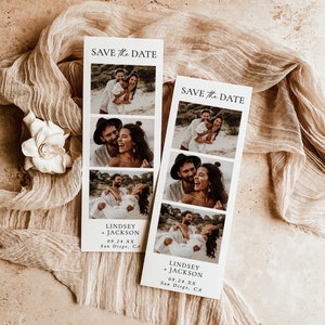Photo Strip Save the Date, Photo Booth Save the Date, Minimalist Save the Date Template, Photo Save the Date Card, Editable Template, M9