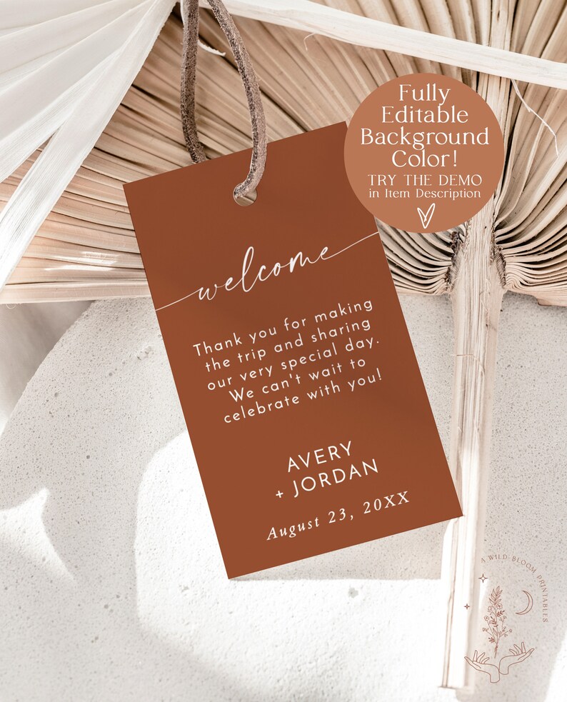 Welcome Tag Template, Minimalist Welcome Tag, Wedding Welcome Bag Tag ...