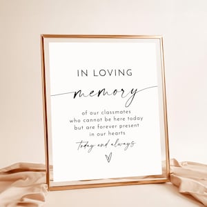 High School Reunion Memorial Sign, Class Reunion Memorial Sign, In Loving Memory Sign, Forever in Our Hearts Sign, Editable Template, M9