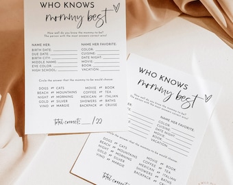 PRINTED + SHIPPED | Who Knows Mommy Best Game | Modern Minimalist Gender Neutral M2