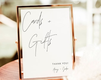 Minimalist Cards and Gifts Sign, Wedding, Bridal Shower Gift, Baby, Modern Template, Instant Download, Editable Template, M7