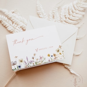 Wildflower Thank You Cards, Garden Floral Bridal Shower Thank You Cards, Bridal Shower Thank You Card, Boho Bridal Shower, W1