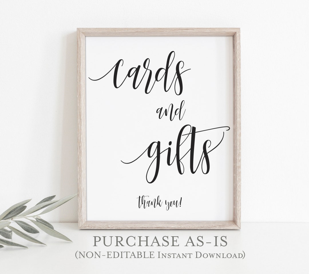 Printable Cards and Gifts Sign, Wedding Favors Reception Sign, Cards ...