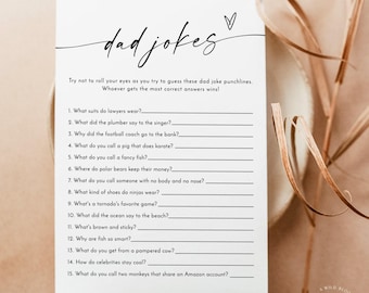 PRINTED + SHIPPED | Dad Jokes Baby Shower Game | Modern Minimalist M9