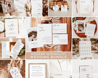 Minimalist Wedding Bundle Template, Editable Minimalist Wedding Templates, Modern Minimalist Wedding Invite, Simple Wedding Invite, M4