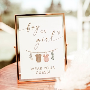 Wear Your Guess Game Sign, Boy Or Girl What Will Baby Be Sign, Gender Guess Sign, Gender Neutral Baby Reveal, He or She Gender Reveal C2