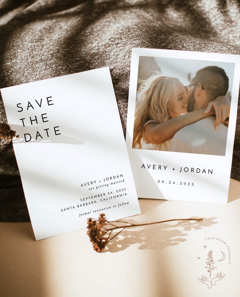 Photo Save the Date Invitation | Minimalist Save the Date | Minimal Save the Date | Boho Save the Date Cards | Editable Template | M3 