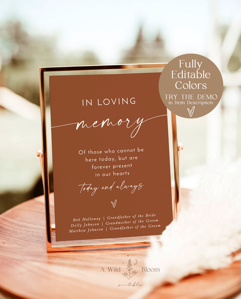 In Loving Memory Wedding Sign Forever in Our Hearts Sign - Etsy