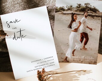 Photo Save the Date Template | Minimalist Save the Date Template | Minimal Save the Date | Boho Save the Date Cards | Editable Template | M4