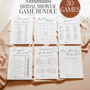 Minimalist Bridal Shower Games Bundle, Bridal Shower Games, Boho Bridal Shower Games, Bridal Brunch Games, Modern Bridal Shower Games M9