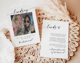 Will You Be My Bridesmaid, Bridesmaid Photo Card, Photo Bridesmaid Proposal, Modern Minimalist Wedding, Boho Bridesmaid Proposal, M9