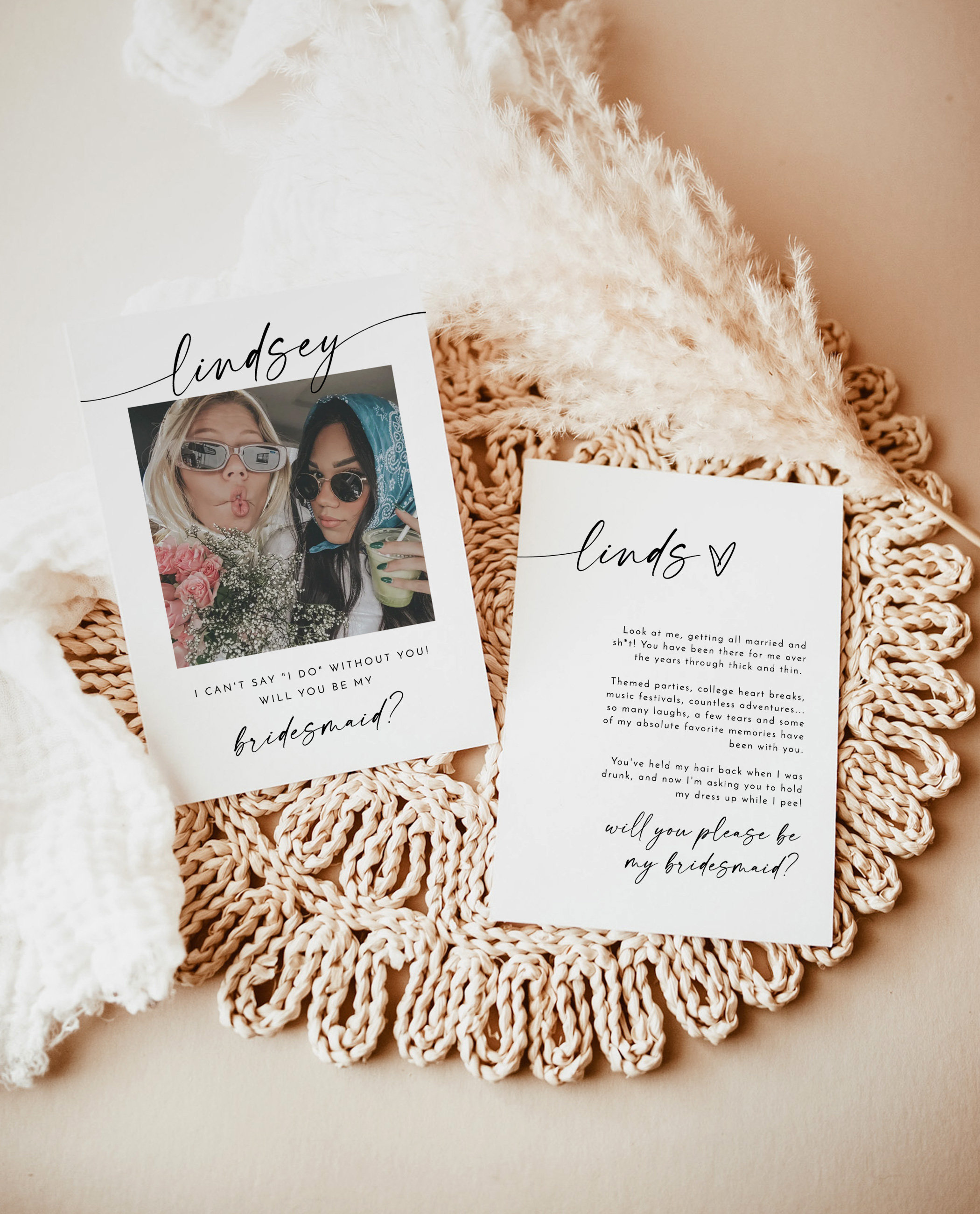 Will You Be My Bridesmaid, Bridesmaid Photo Card, Photo Bridesmaid Proposal, Modern Minimalist Wedding, Boho Bridesmaid Proposal, M9