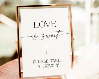 Love is Sweet Please Take A Treat Sign | Printable Dessert Table Sign | Modern Minimalist Wedding Sign | Minimalist Love is Sweet | D1