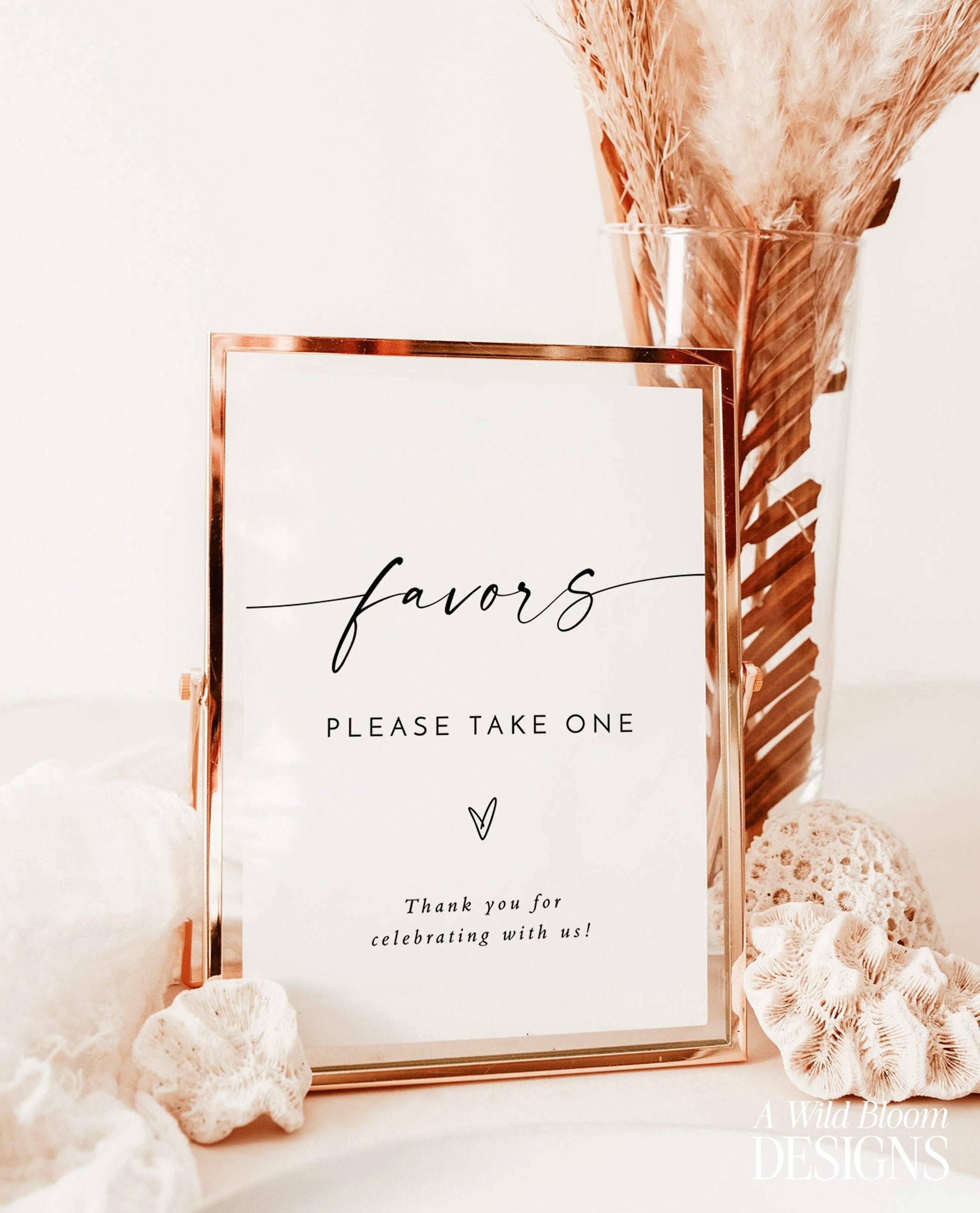 Minimalist Favors Sign, Modern Wedding Favors Sign Template, Wedding Favors Sign, Boho Bridal Shower Favors Sign, Editable Template, M9