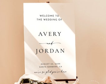 Wedding Welcome Sign | Modern Minimalist Wedding Welcome Sign | We're So Glad You're Here | Wedding Welcome Poster | Editable Template | M9