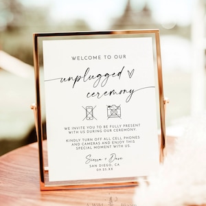 Minimalist Unplugged Ceremony Wedding Sign | Modern Unplugged Ceremony Sign | Elegant Wedding Sign | Editable Template | M9