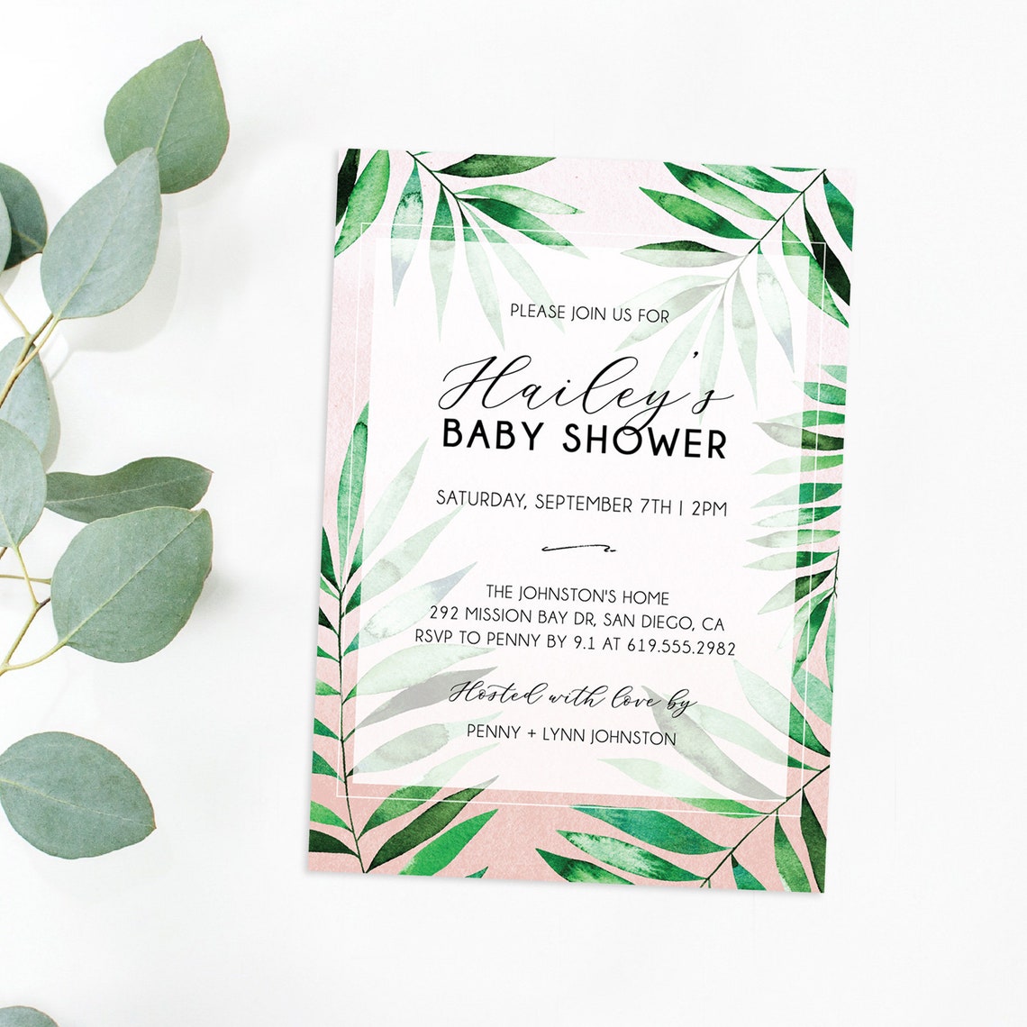 Tropical Baby Shower Invitation Editable Template Tropical Etsy