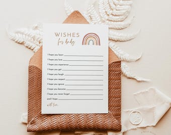 PRINTED + SHIPPED | Rainbow Wishes for Baby Shower Card | Muted Boho Keepsake RB1