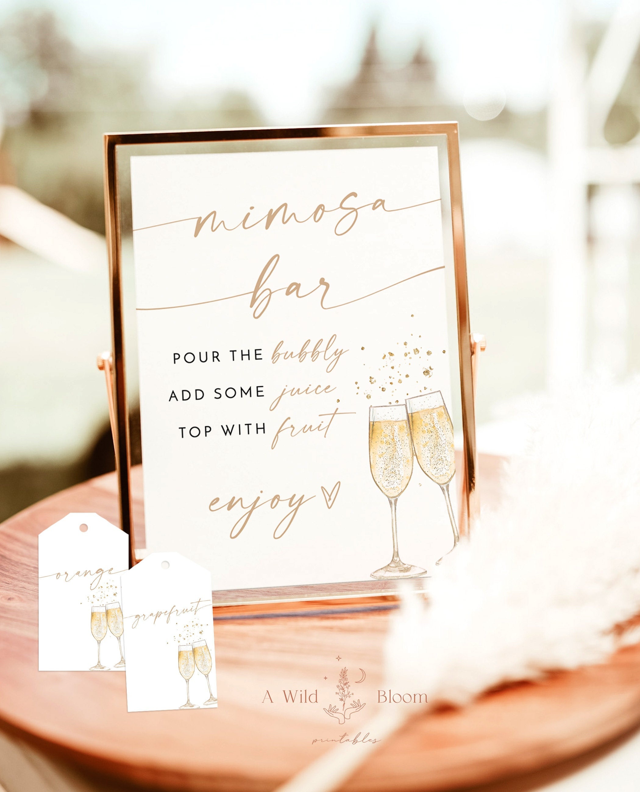 Mimosa Bar Decorations Kit, Mimosa Bar Sign Banner Tags Suppliers by  Hombae, Gold Straws Bubbly Bar for Birthday Party, Bridal Shower, Baby  Shower