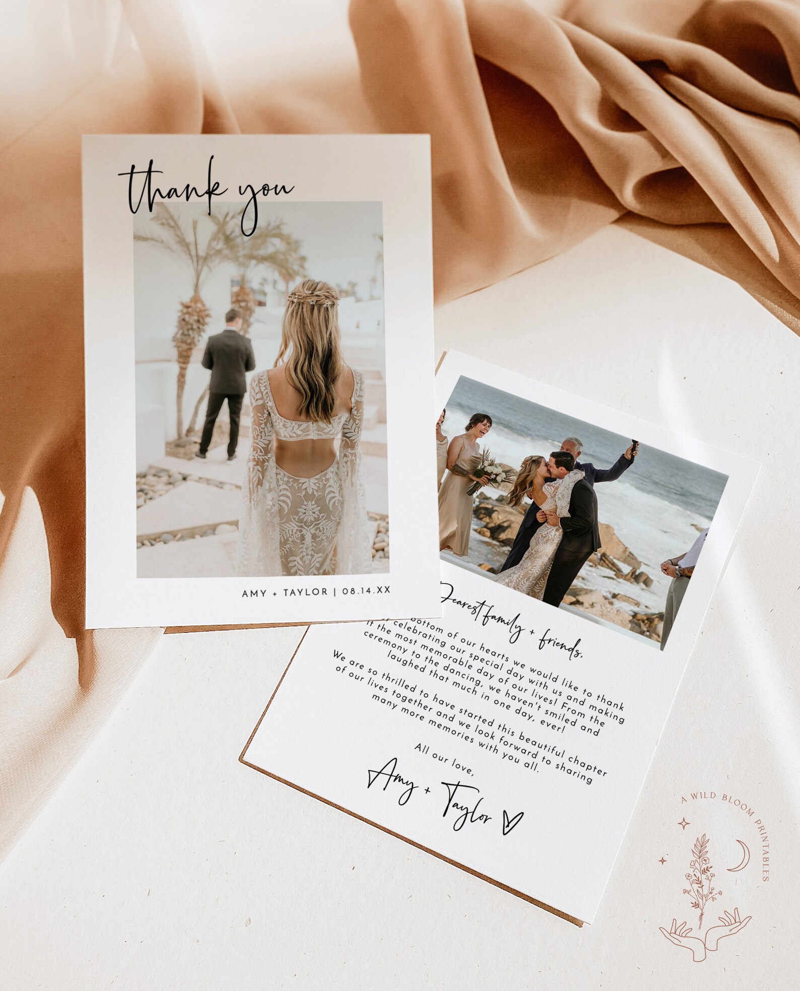 Photo Thank You Card Editable Template Minimalist Wedding - Etsy