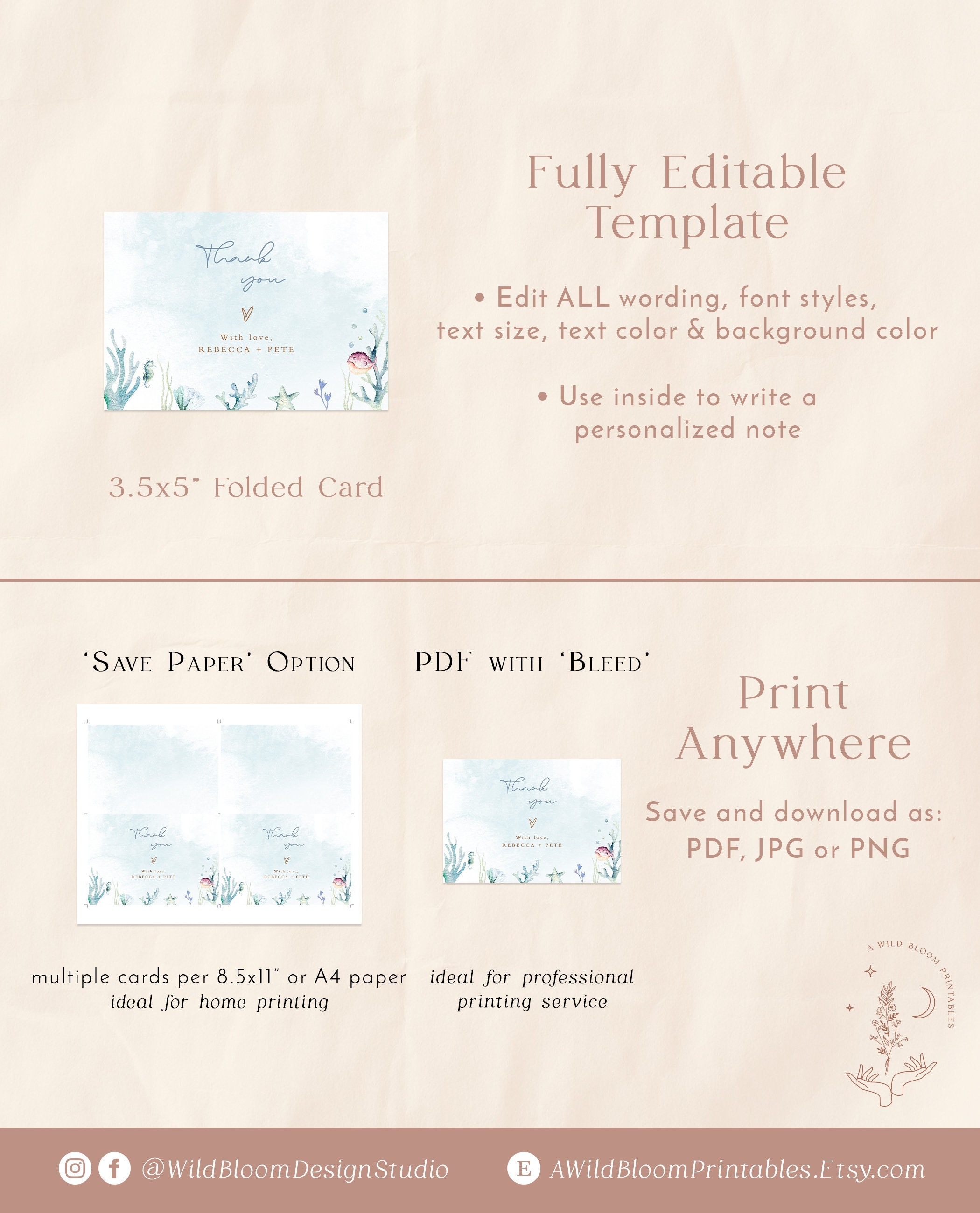 Ocean Thank You Cards Boy Baby Shower Thank You Card Etsy