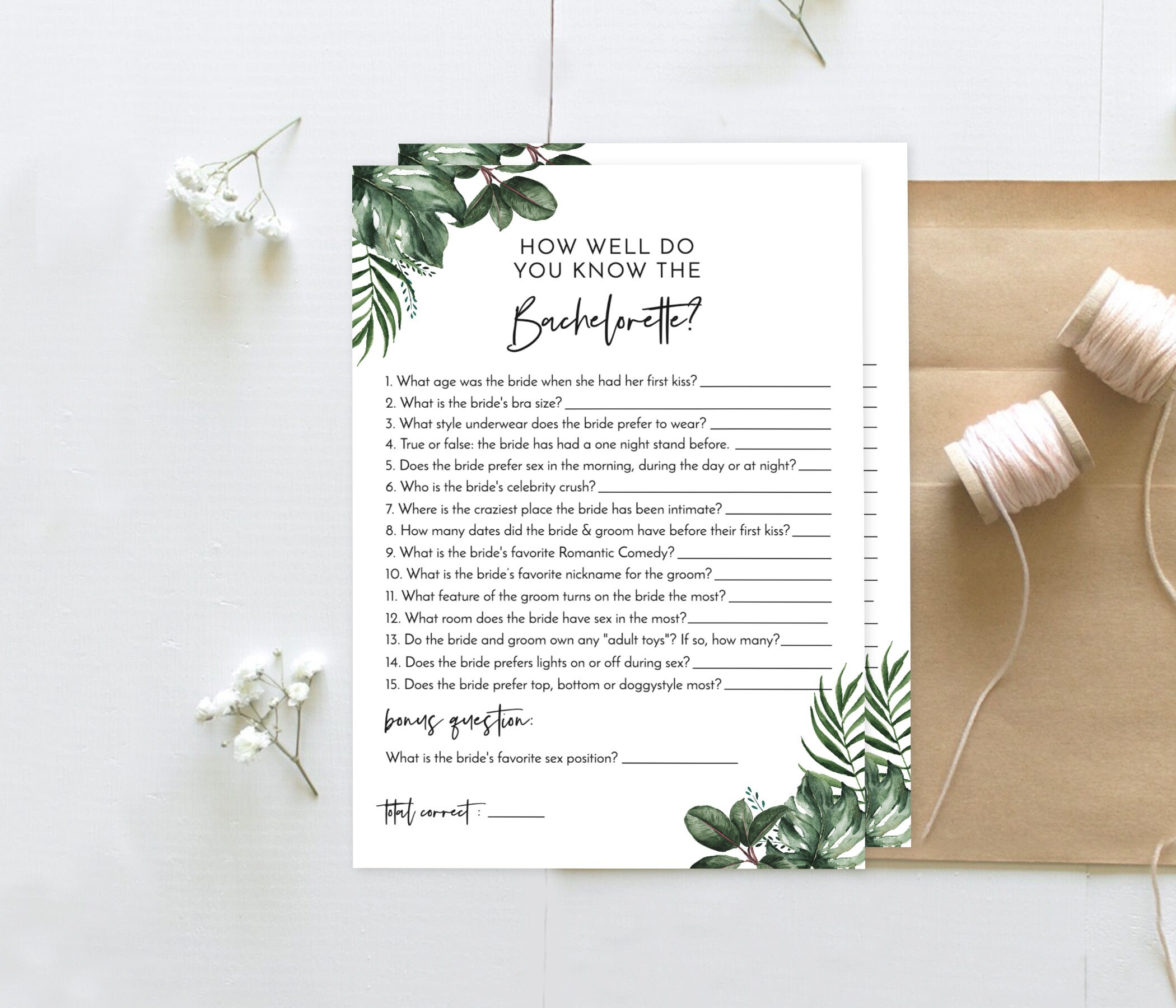Tropical Bachelorette Trivia Game Bachelorette Party Game Etsy