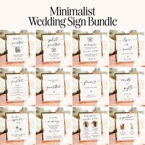 Minimalist Wedding Sign Bundle, Boho Wedding Signs, Modern Minimalist Wedding Signs, Reception Sign Bundle, Editable Templates, M9