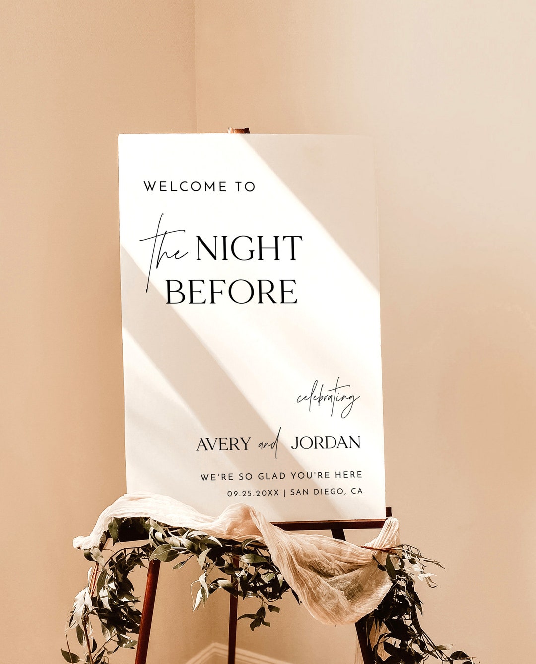 The Night Before Welcome Sign Modern Wedding Rehearsal Welcome Sign
