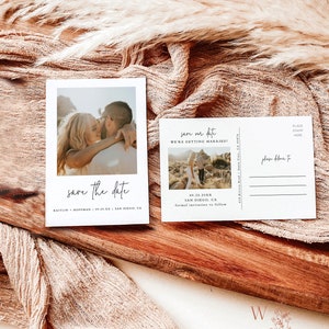 Modèle de carte postale photo « Save the Date », invitation photo « Save the Date », carte photo « Save the Date » minimaliste, « Save the Date » bohème, M1