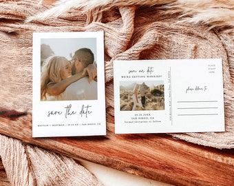 Photo Save the Date Postcard Template, Photo Save the Date Invite, Minimalist Photo Save the Date Card, Boho Save the Date, M1