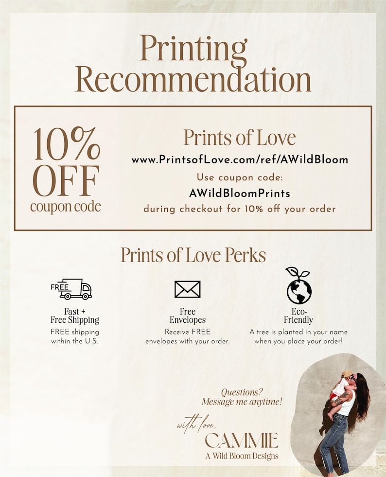 a flyer for a print shop with a picture of a woman hugging a man