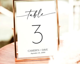 Modern Wedding Table Numbers, Minimalist Wedding Table Number, Editable Table Number Template, Simple Table Numbers, D1