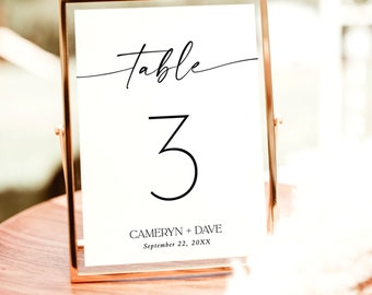Modern Wedding Table Numbers, Minimalist Number, Editable Template, Instant Download, Simple, D1