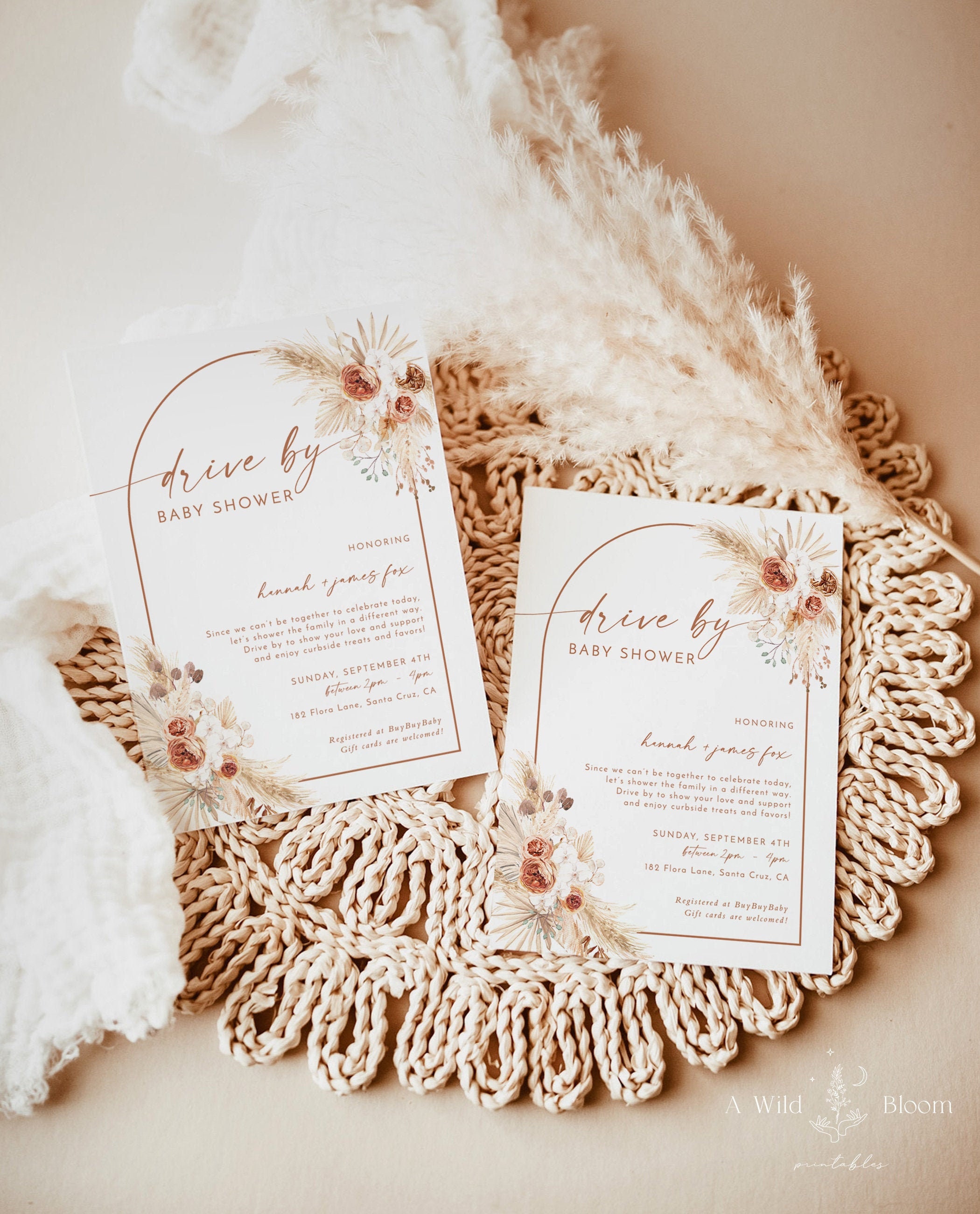 Bohemian Drive by Baby Shower Invite Girl Baby Shower Etsy