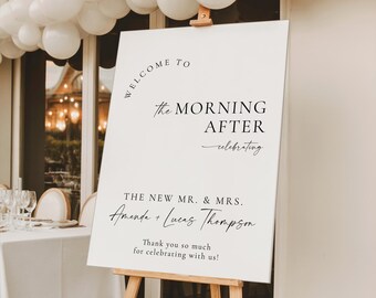 PRINTED + SHIPPED | Morning After Brunch Welcome Sign | Post Wedding Brunch | The New Mr & Mrs