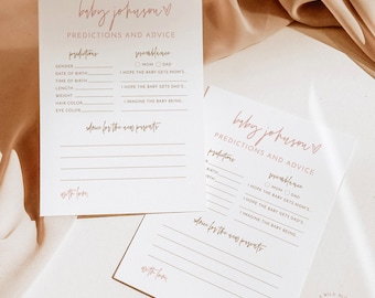 PRINTED + SHIPPED | Personalized Baby Predictions and Advice Card | Blush Girl BM1