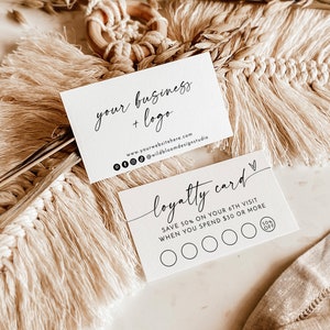 Minimalist Loyalty Card Design | Loyalty Card Template | Customer Loyalty Cards | Modern Minimalist Small Business | Boho Business Cards M9