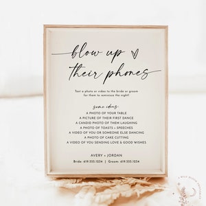 Blow Up Their Phone Sign, Wedding Photo Hunt Game, Minimalist Wedding Sign, Take Action Sign, I Spy Wedding Game, Editable Template M9