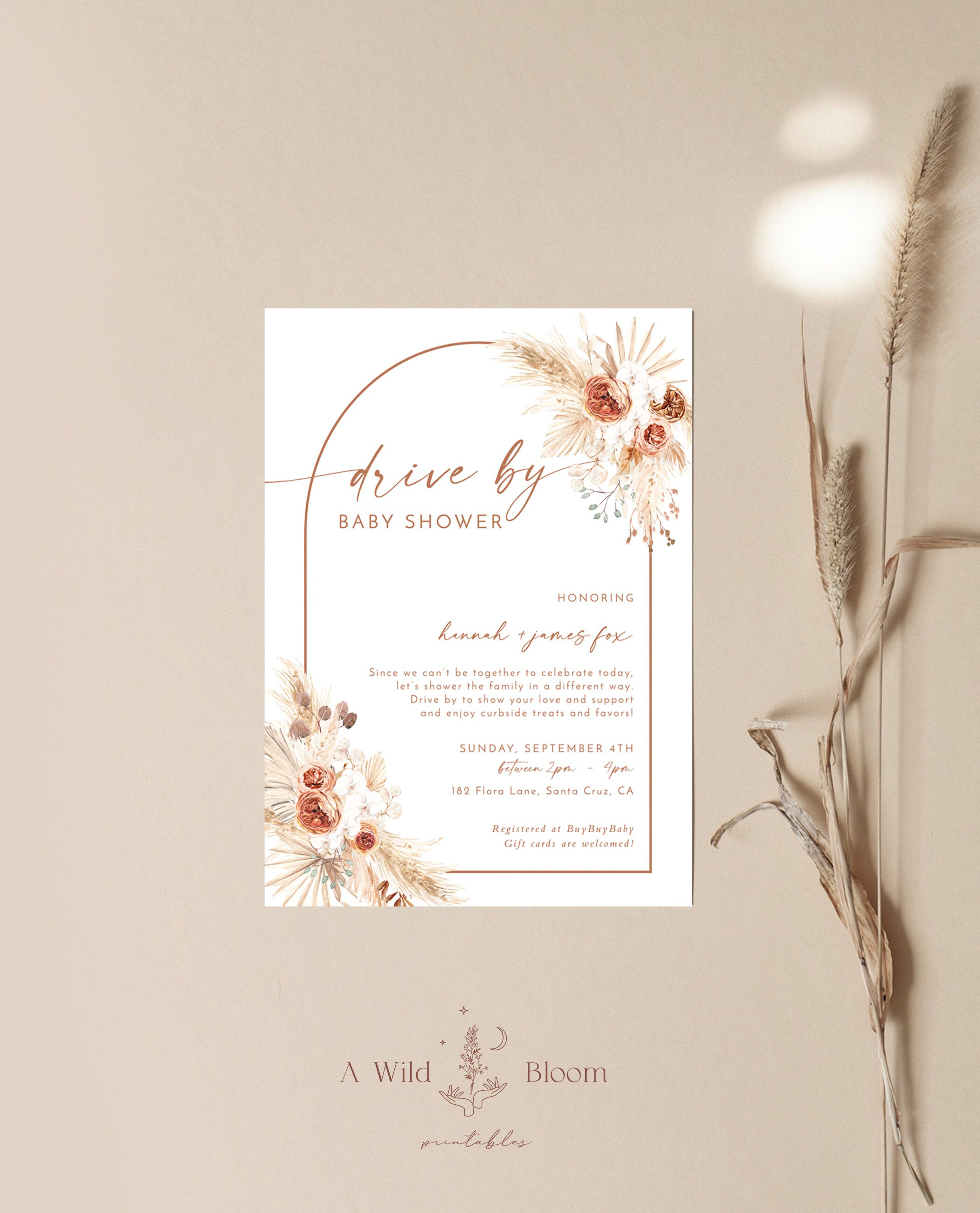 Bohemian Drive by Baby Shower Invite Girl Baby Shower Etsy